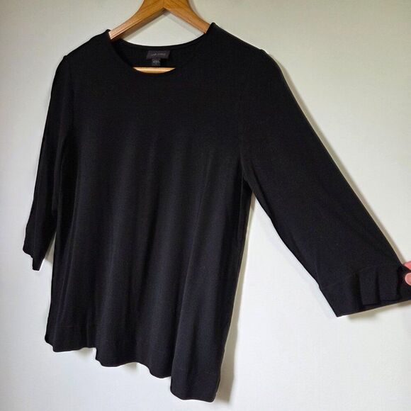 EUC J JILL BLACK CREW NECK SOFT 3/4 SLEEVES MINIMALIST TOP SIZE SMALL - Picture 2 of 13
